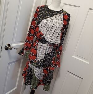 Libby Edelman Floral Patchwork Dress Size Medium, colorful